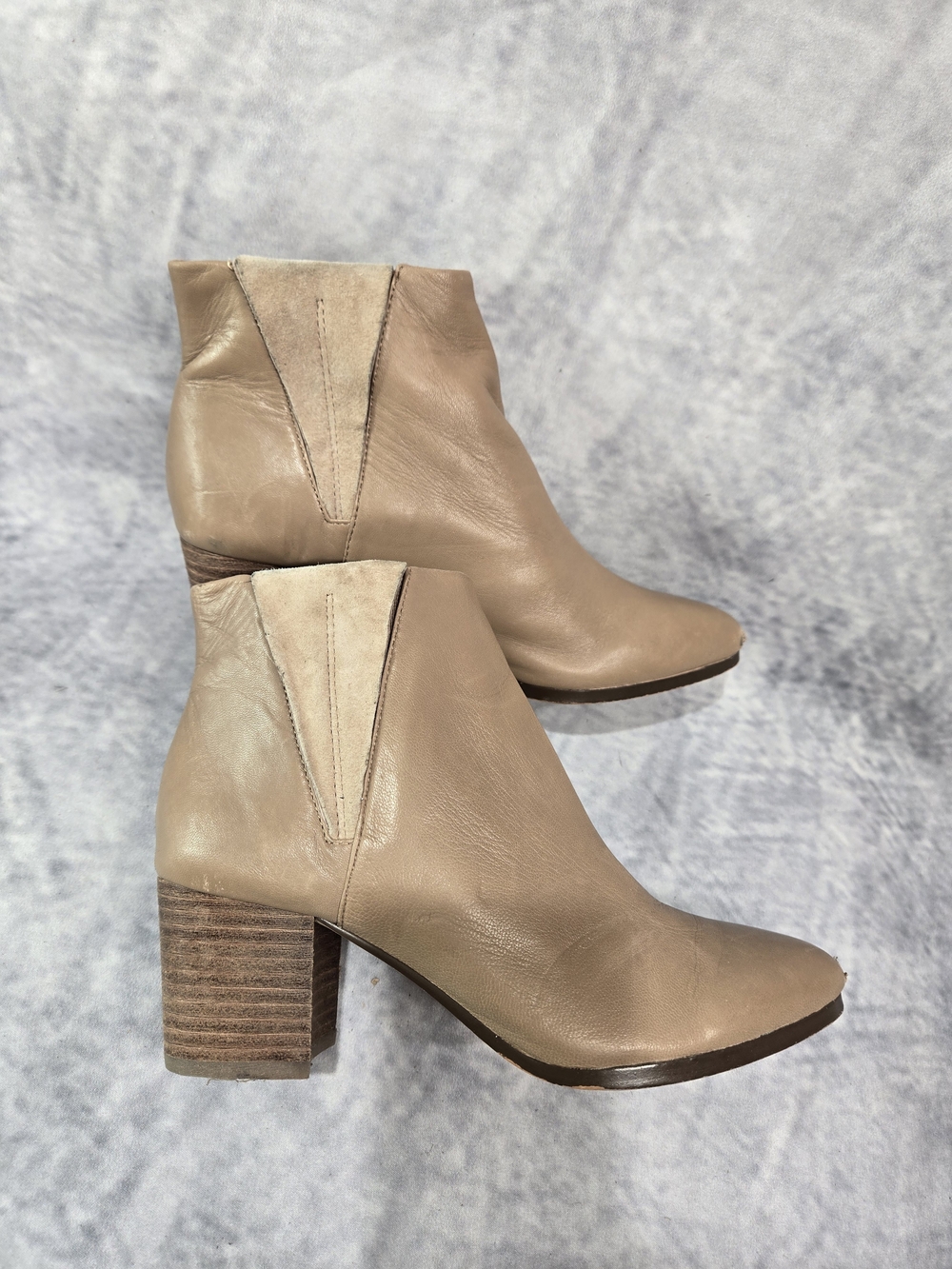 Vince Camuto Taupe Pointed-Toe Leather Ankle Boots